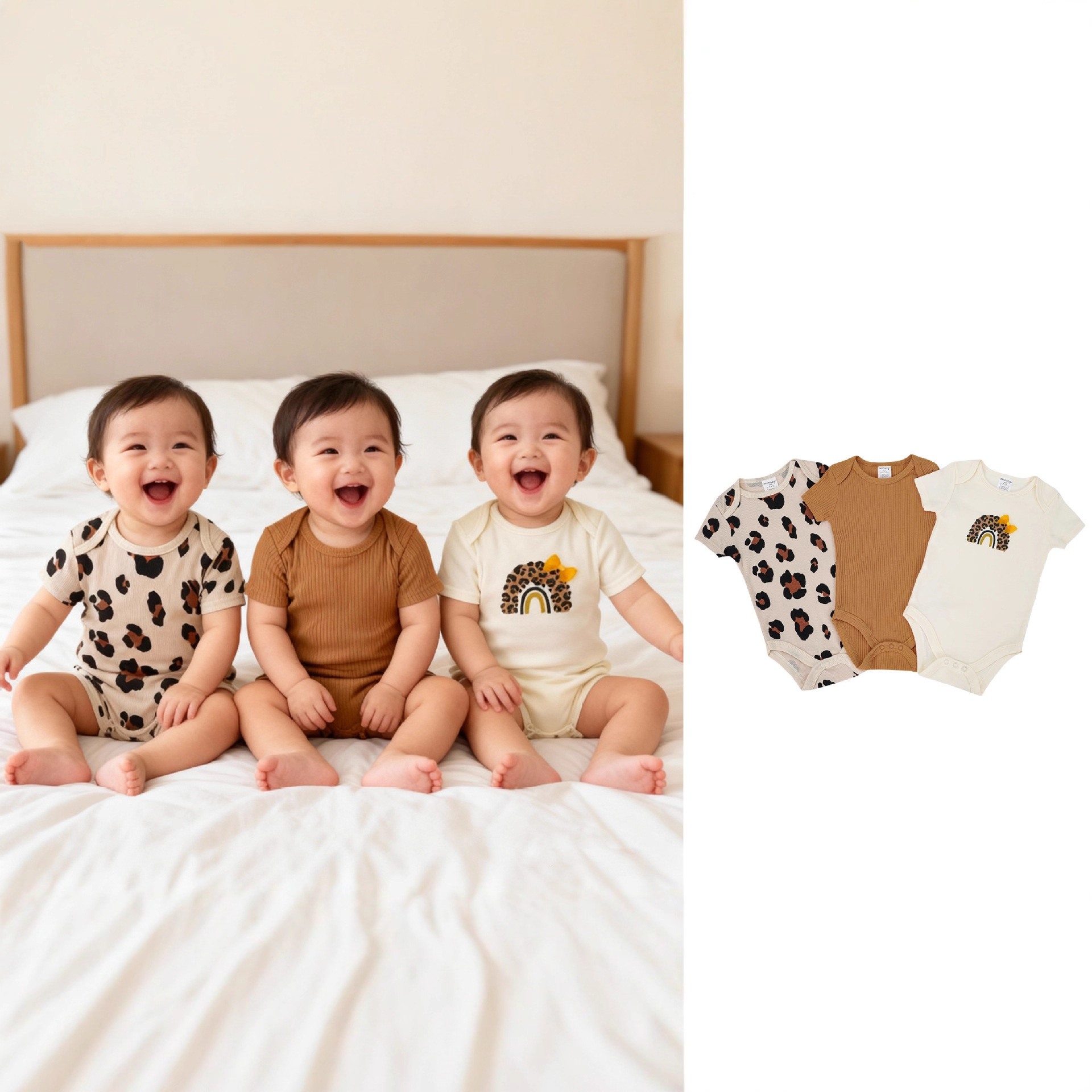 Children's Clothing for Boys and Girls, Pure Cotton Romper, 2025 Summer New Style, Sunnozy Fashionable and Cute Short-Sleeved Printed Romper