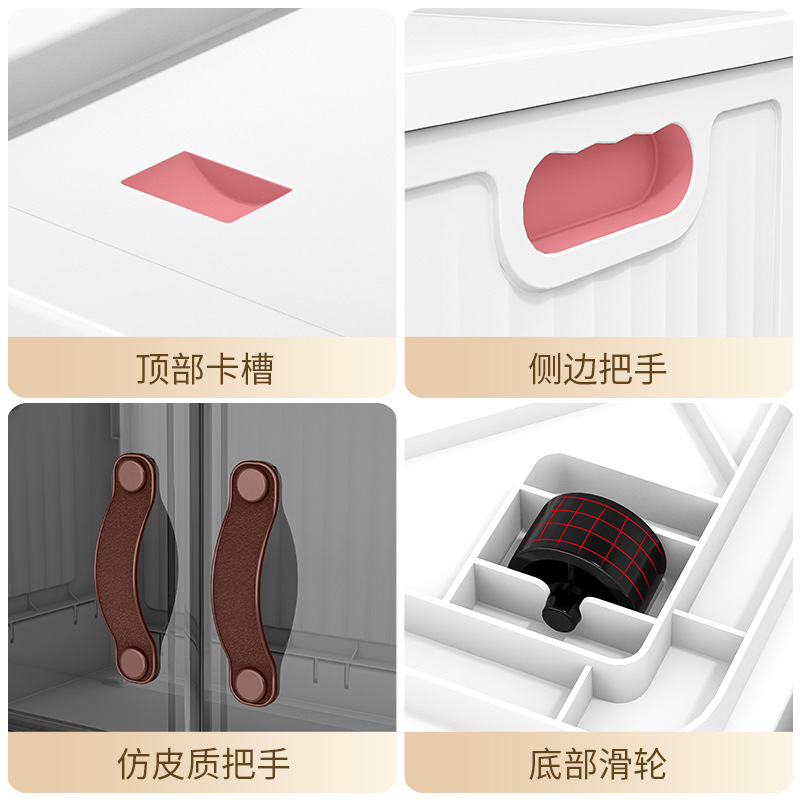 Gabinete de almacenamiento de doble puerta caja de almacenamiento de ropa doméstica instalación-libre bebé plegable armario organizador armario de plástico