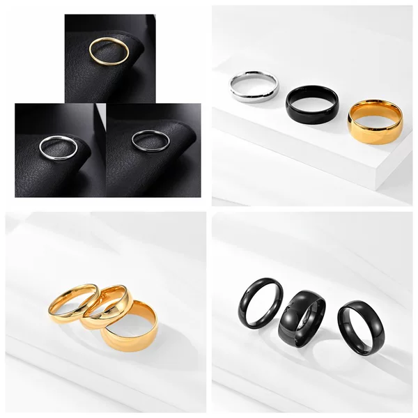 New Minimalist European and American Style Hot-Selling Titanium Steel Couple Rings, Simple Polished Gold-Plated Aliexpress Bestseller