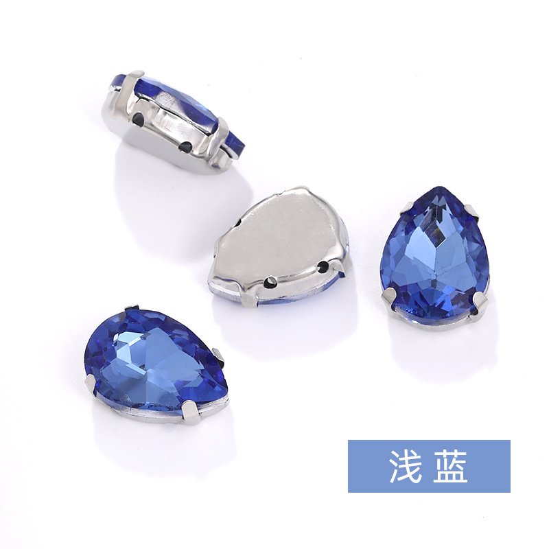 Diamante de garra de forma especial de fondo puntiagudo de gota de agua, soporte de fondo K blanco que no se desvanece, vestido de novia de bricolaje, accesorios, accesorios, taladro de garra cosido a mano