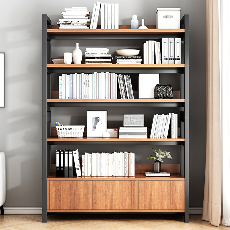 Simple bookshelf storage rack floor-standing storage rack living room wall storage rack iron shelf display rack home bookcase