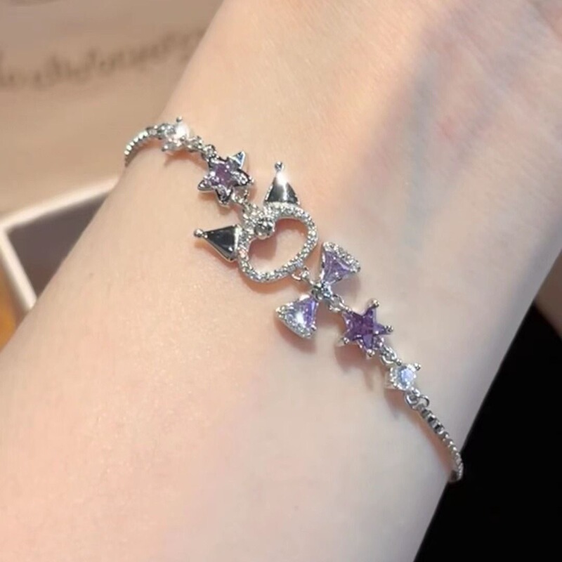 Cute Hello Kitty Purple Star Kuromi Bracelet, High-Value Niche Luxury Jewelry Accessory Cute Hello Kitty Purple Star Kuromi Bracelet, High-Value Niche Luxury Jewelry Accessory