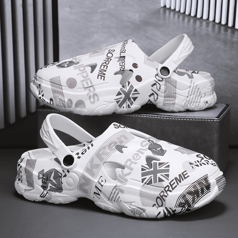 Zapatillas de verano para hombres con suela gruesa, sandalias de playa, zapatos de mierda, dos zapatos de hombre al aire libre.