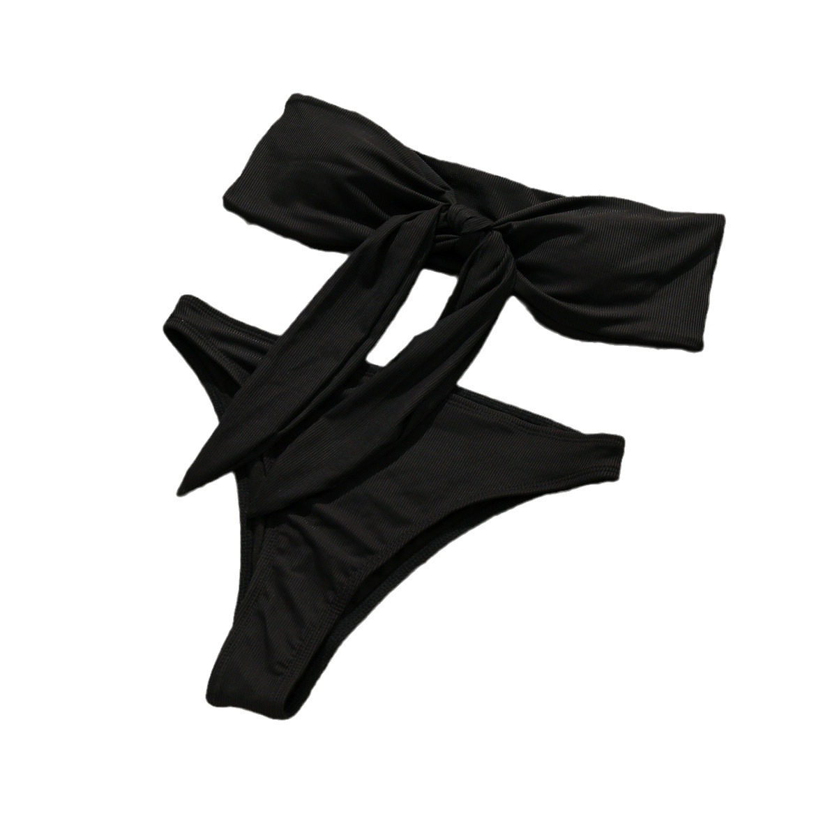 Cross-border foreign trade new sexy threaded fabric tube top high waist bikini Amazon AliExpress explosion swimsuit women