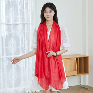 Dutch Linen Pearl Gloss Scarf Solid Color Korean Style Silk Scarf Air Conditioning Shawl Thin Summer Beach Towel Sunscreen