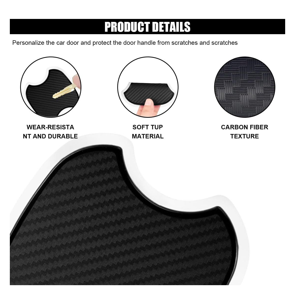 Amazon's Best-Selling Universal Car Magnetic Door Handle Carbon Fiber 4Pcs Car Anti-Scratch Protective Film