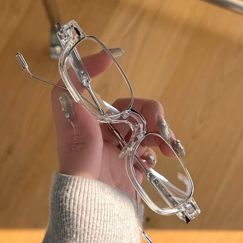 小众设计透明半框眼镜框镜架女款素颜神器小框装饰近视镜可配近视|undefined