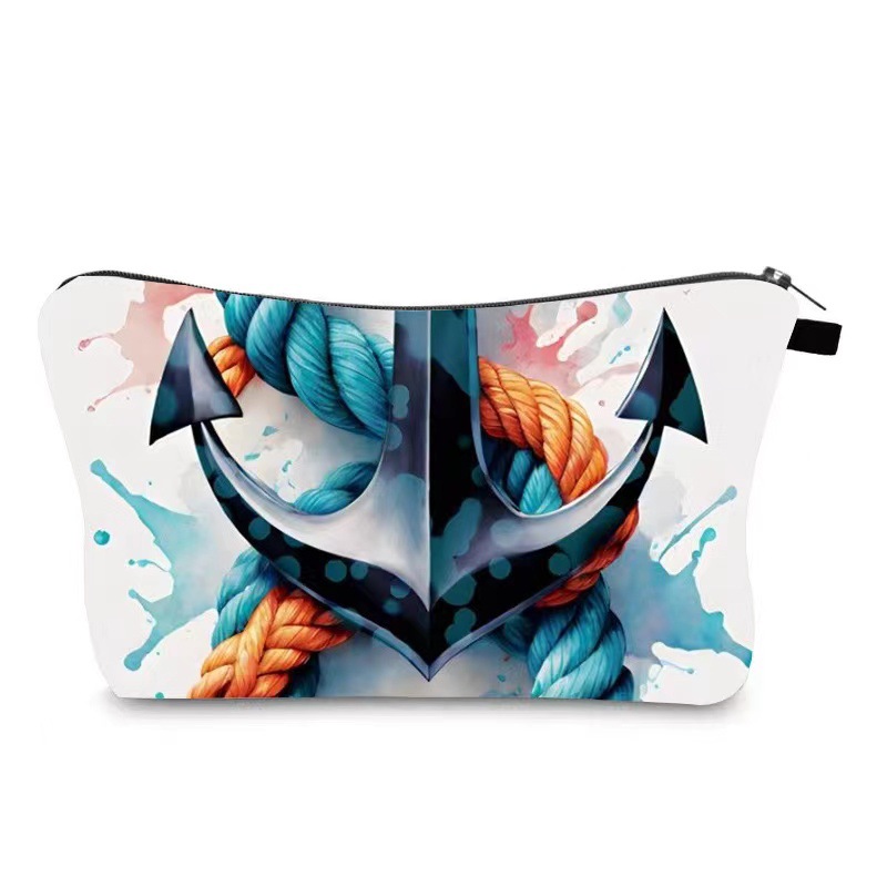 Transfronterizo Amazon nuevo maquillaje pintado bolsa de impresión de lino impermeable doble cara bolsa de almacenamiento