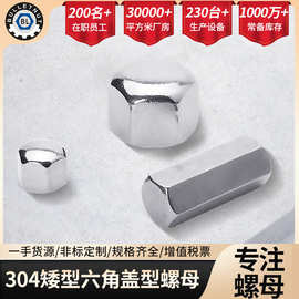 批发304矮型六角盖型螺母DIN917平头盲孔装饰盖型螺帽M3-M12低型