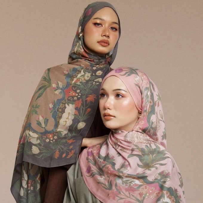 Handmade Tie-Dye Watercolor Ethnic Headscarf with Printed Malaysian Long Scarf and Turkish Scarf