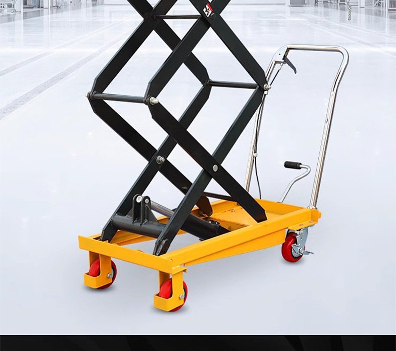 Manual hydraulic lift platform cart, small lift flatbed cart, electric loading and unloading cart, mobile scissor-type platform