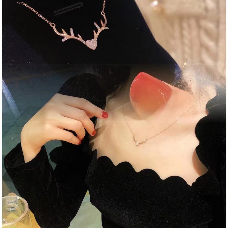 solar system Brisk Antlers love Necklace ins temperament Super Flash zircon Pendant clavicle Choker