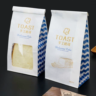 卷边吐司袋铁丝自封面包包装袋手工切片方包土司防油牛皮纸烘焙袋