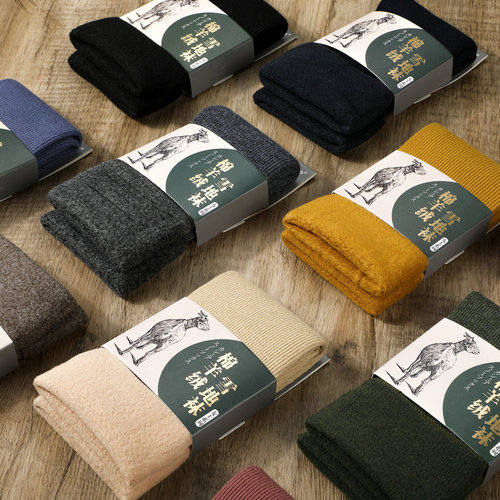 Autumn and winter socks women's vertical striped lamb velvet warm snow socks mid-length thickened plus velvet home floor socks wholesale