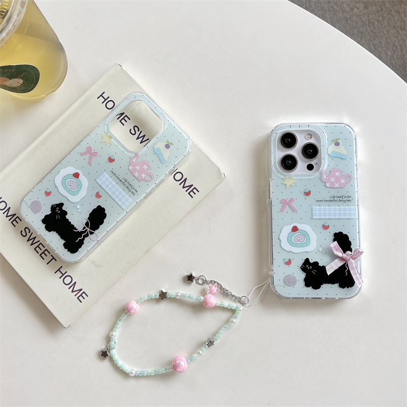 Fun Cat Bowknot Hand-Held Bracelet Suitable for Iphone17 Apple 16Promax/15/14 Phone Case 13 Fun Cat Bowknot Hand-Held Bracelet Suitable for Iphone17 Apple 16Promax/15/14 Phone Case 13