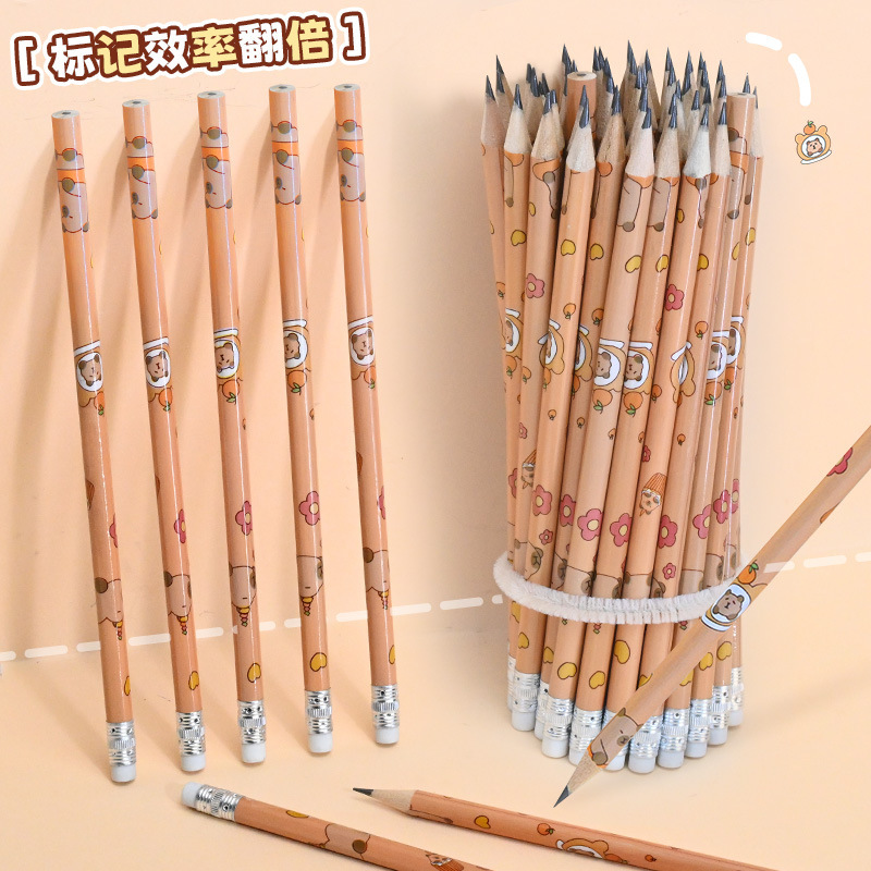 Kapibala Pencils in Bulk for Primary School Students, High-Looking Writing Pens, Not Easy to Break Lead, Round Rod Pencils, Wooden Pens