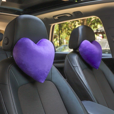 Headrest, Heart-Shaped Car Pillow, Car - purple-pair