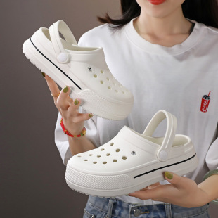 New Thick-Soled Clogs for Women Summer Ins Trbottomy Student Nurse Non-Slip Summer Outdoor Sandals and Slippers Cross-Border Export