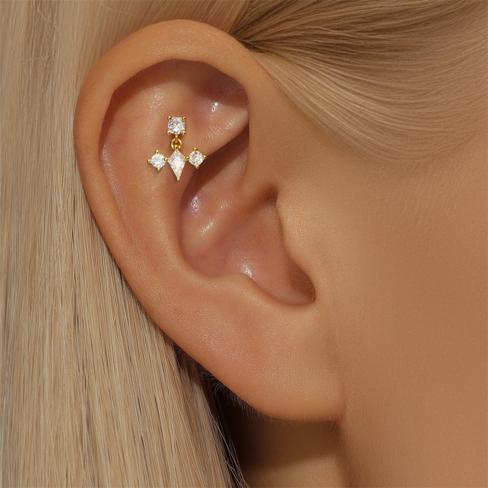 3g Weight Ear Studs Classification Ear Cartilage Rings & Studs Piercing Type 1 Piece Quantity Housewarming, Holiday, Birthday Occasion 925 Sterling Silver Material Geometric Pattern Unisex Gender Plating Design Casual, Simple Style Style 1 Piece Ear Cartilage Rings & Studs Casual Simple Style Geometric 925 Sterling Silver Plating Ear Cartilage Rings & Studs 14