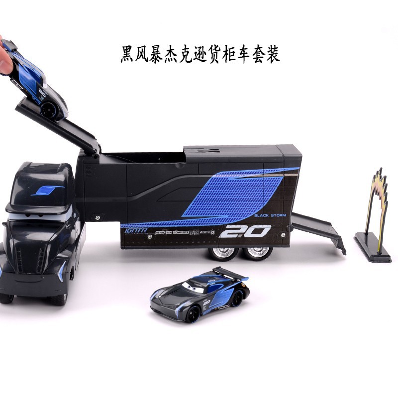 Car Story Alloy Car Black Storm Jackson Container Truck Uncle Mack Lightning McQueen Toy Set