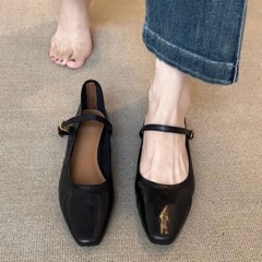 羊皮版 ~ 春秋の新型の気質は靴の小さい革靴の本革の小さい大衆の復古の平底のメアリー珍の靴の女性に通勤します。