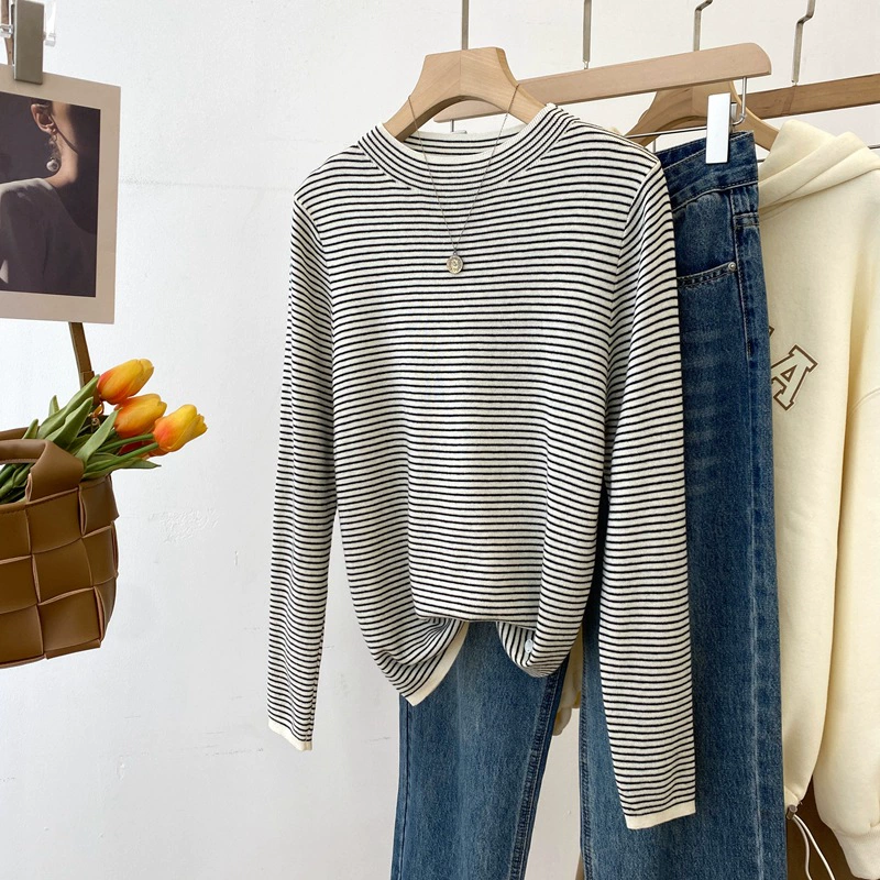 24 осенних новых 10 шерстяных нежных мягких нижних рубашек с полувысоким воротником Корейская версия простой стиль дикого топ 2926