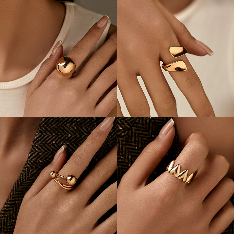 Медная металлическая кольцо, соврем jewelry, европейский стиль, 18 карат, люкс