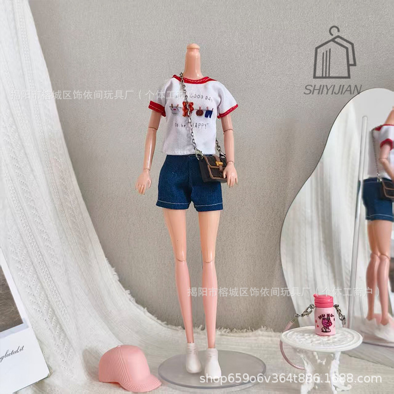 11-Inch 30cm 6-Inch Barbie Doll Clothes, Home Wear, Casual T-Shirt, Cute Denim Shorts Set, Amazon 11-Inch 30cm 6-Inch Barbie Doll Clothes, Home Wear, Casual T-Shirt, Cute Denim Shorts Set, Amazon