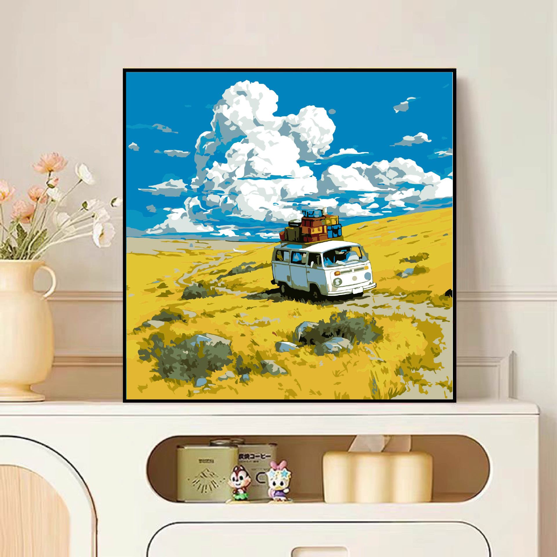 Diy pintura al óleo digital dibujos animados para niños pinturas acrílicas pintadas a mano pinturas de tamaño pequeño pinturas al óleo pintadas de color simple descompresión