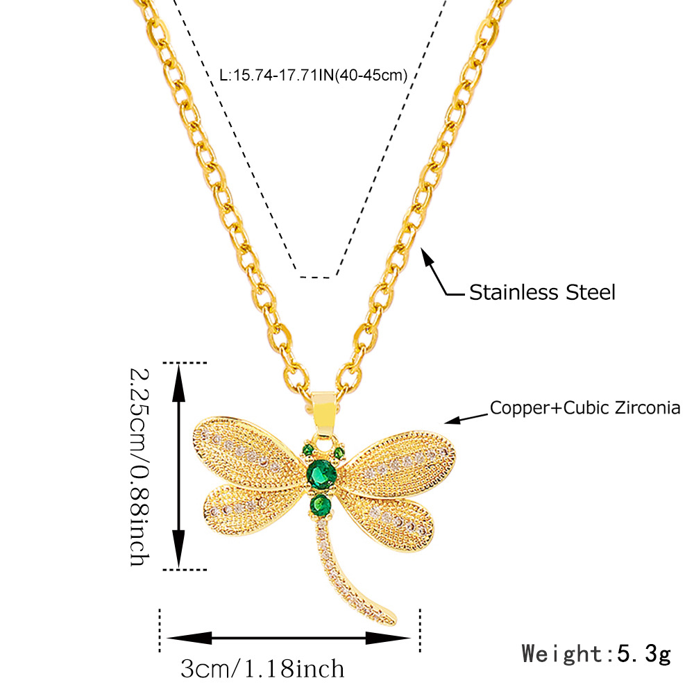 retro heart green diamond necklace animal geometric clavicle chain