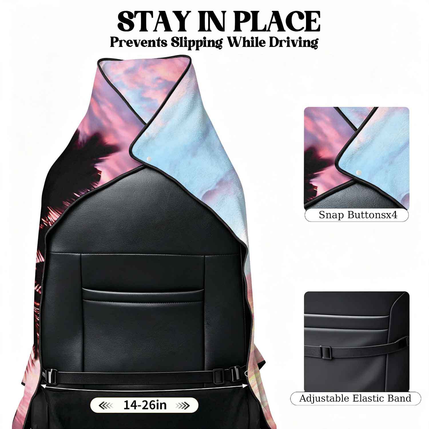 Printed bath towel and car seat cover 2-in-1, ultra-fine fiber outdoor beach and car dual-use universal seat cushion