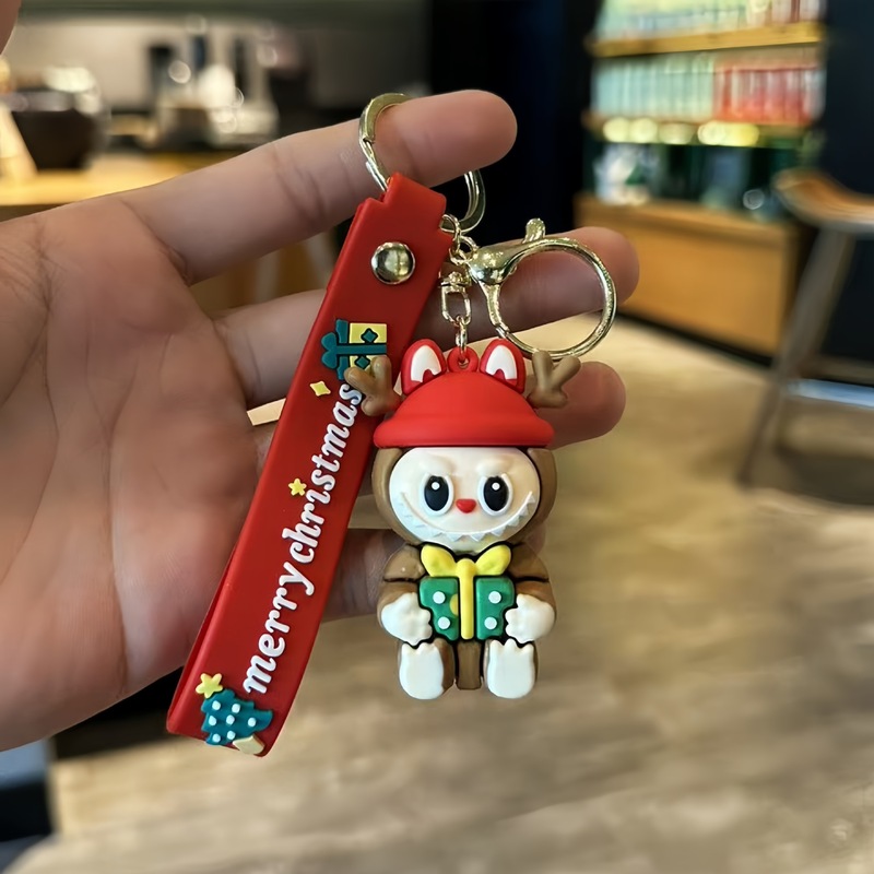 拉布布钥匙扣挂件圣诞节拉布布盲盒公仔卡通软胶labubu汽车钥匙链|undefined
