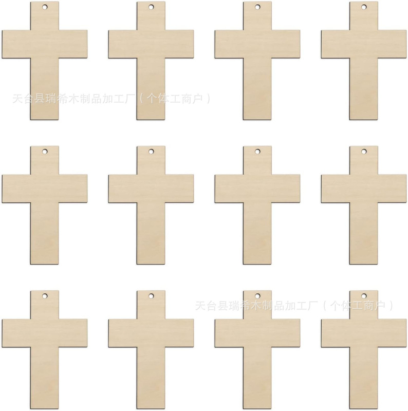 Blank Wood Carving Unfinished Cross Wood Pieces DIY Art Project Gift Tag Easter Church Ornaments