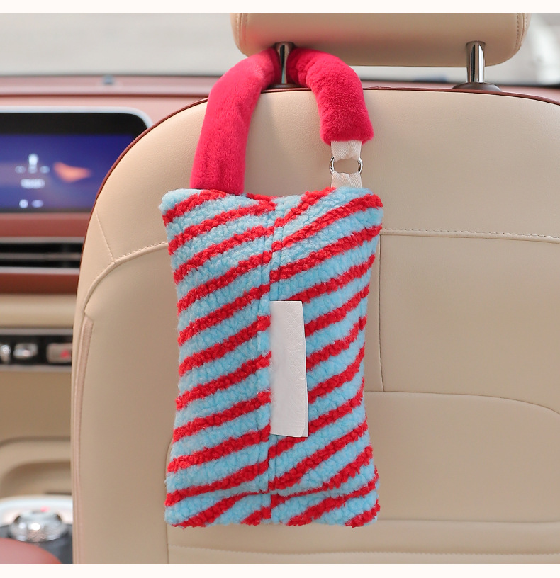Girls Car Tissue Box Hanging Tissue Box Car Seat Back Multi-Functional Tissue Box Hanging Bag Car Interior Decoration Supplies