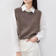 2025秋冬新品圆领无缝一体纯1OO%羊毛彩点纱针织马甲马夹背心女