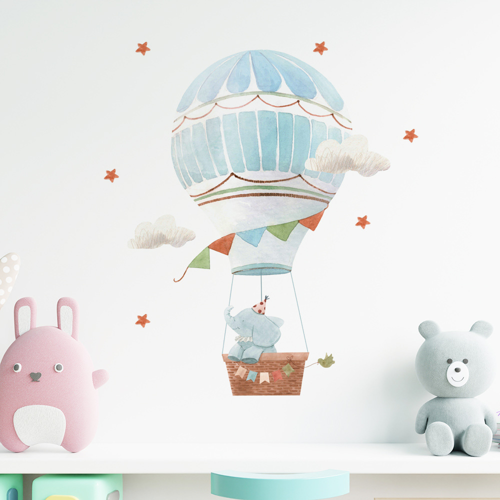New stickers wholesale small elephant hot air balloon PVC wall stickers self-adhesive stickers children's room ZC-391-059