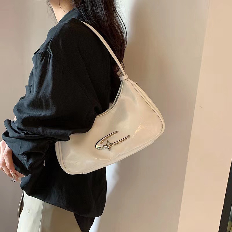 Silber Nische Unterarmtasche Frauen 2023 neue trendige Mode tragbare kleine quadratische Tasche All-Match ist Messenger-Tasche_voghion.com