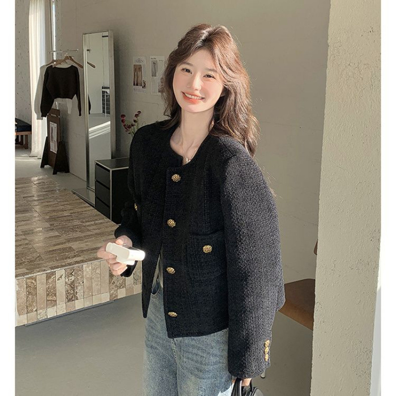 Black French Style Jacket for Women 2025 Spring & Fall New Style Super Good-Looking Ladylike Short Top