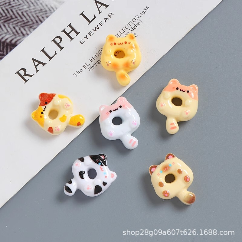 奶黄可爱小猫咪甜甜圈奶油胶diy手机壳手工制作材料树脂饰品配件|undefined