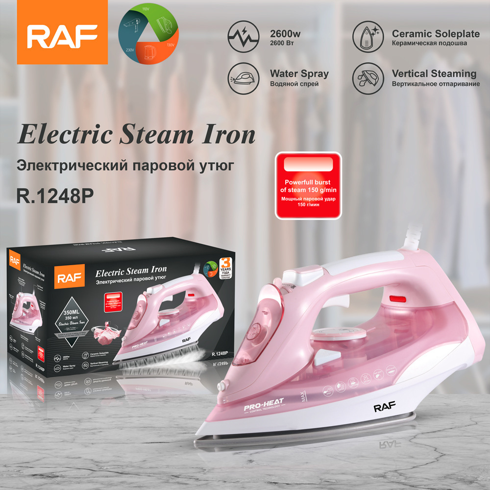Plancha eléctrica transfronteriza estándar europea RAF, plancha eléctrica doméstica de vapor, máquina de planchar portátil de mano, multifunción de tres velocidades
