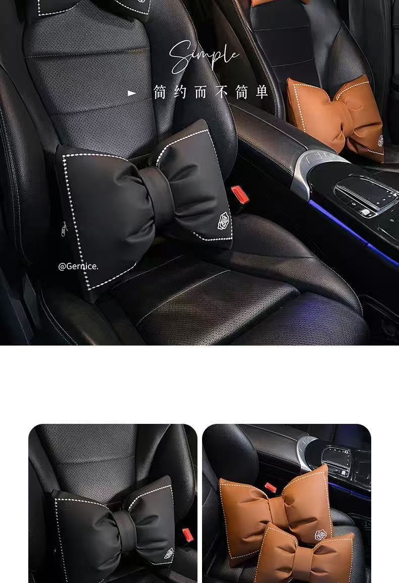 Car Seat Cushion, All-Season Use, Chanel-Style Goddess Design, Popular Camellia Flower Breathable Car Lumbar Support Cushion