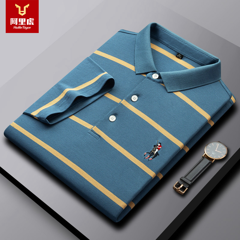 阿里虎 Летняя хлопковая трендовая футболка polo, короткий рукав