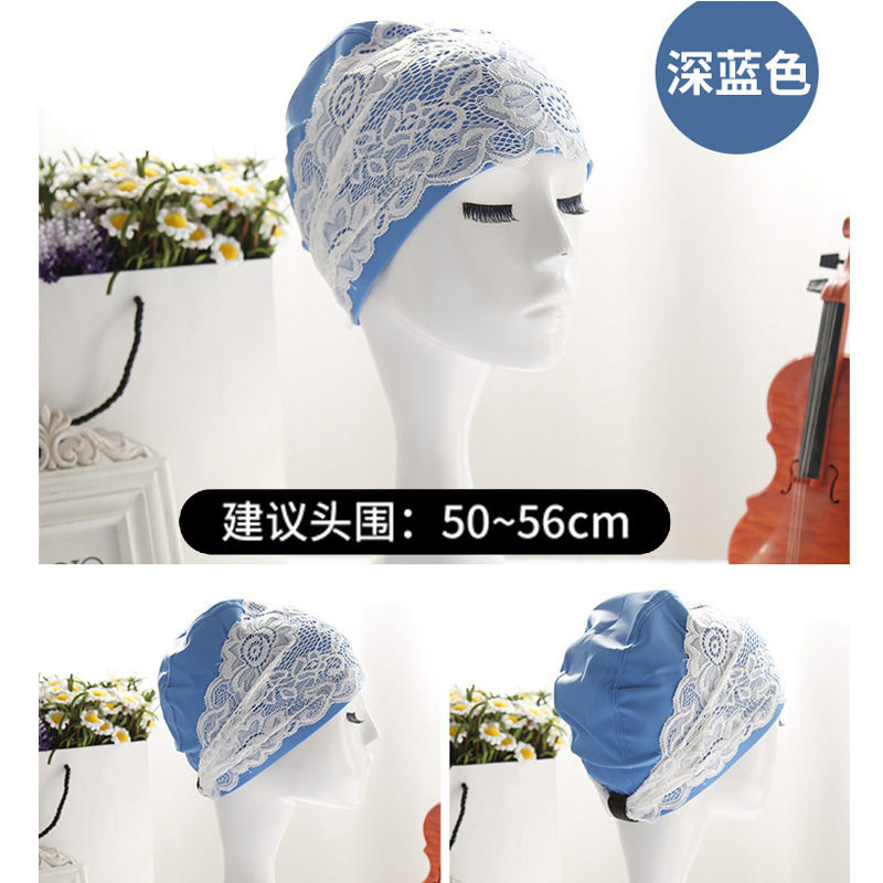 蕾丝泳帽防水女款长发大人加大不勒头大头围高颜值游泳装备用品|undefined