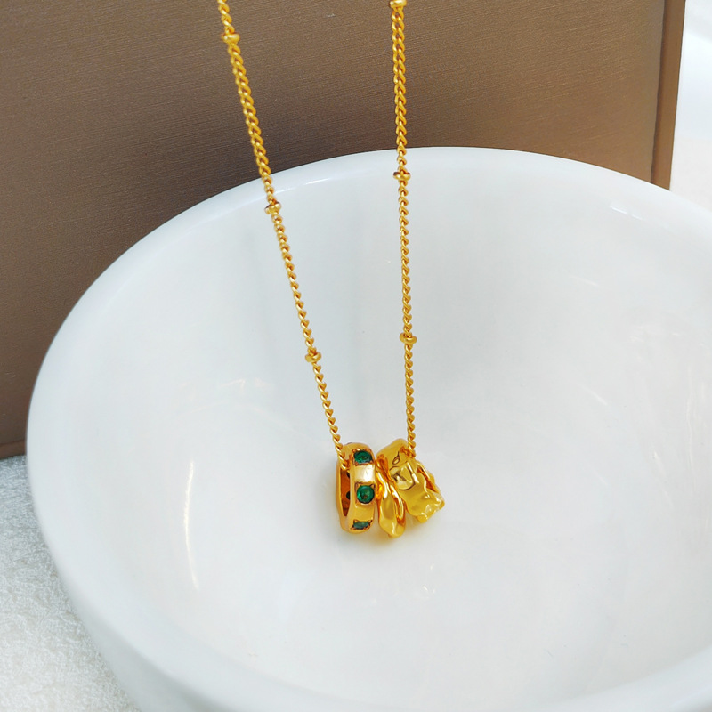 Fashion Geometric Copper Inlay Artificial Gemstones Necklace 1 Piece