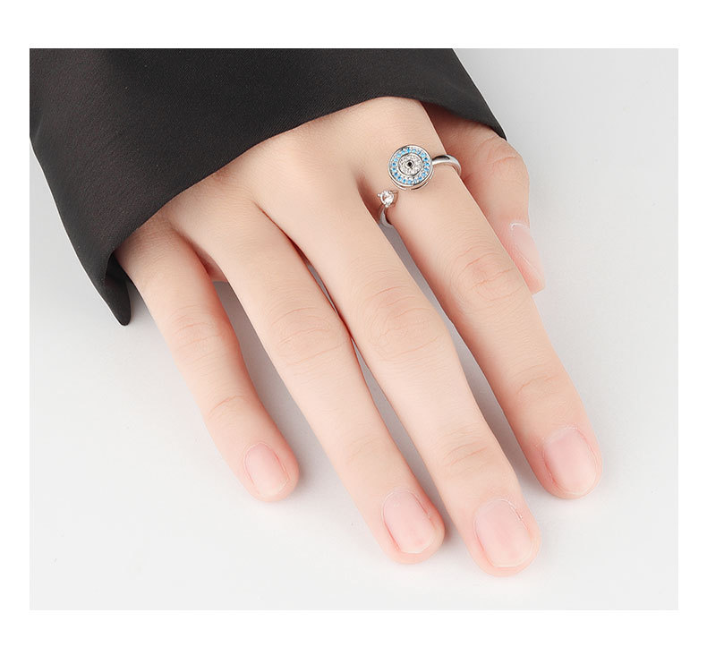 Women's Gender Plating, Inlay Design 925 Sterling Silver Zircon Devil'S Eye Open Rings