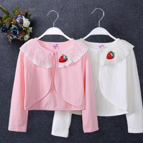 Girls lace cardigan, baby sunscreen coat, children's small shawl, summer thin princess air-conditioning shirt, waistcoat, female baby