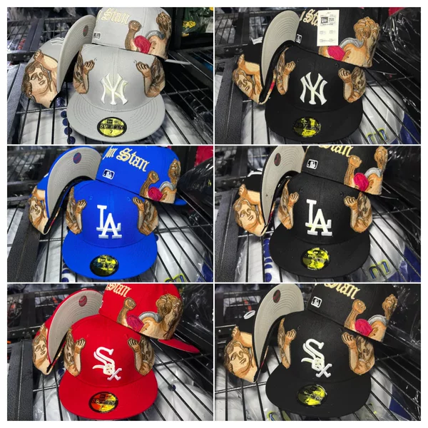 MLB baseball cap, a popular item for cross-border sales, featuring an angel doll design, NY Yankees team logo, suitable for outdoor sports and hip-hop style, with a hard brim and a flat top for sun protection