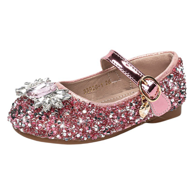 Обувь принцессы для девочек Asha хрустальные туфли весной и осенью новые блестящие кроссовки с бриллиантами на мягкой подошве детские кожаные туфли для маленьких девочек одиночные туфли