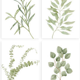 跨境热带植物帆布画绿植墙壁挂画热带叶子树叶油画装饰画画芯打印