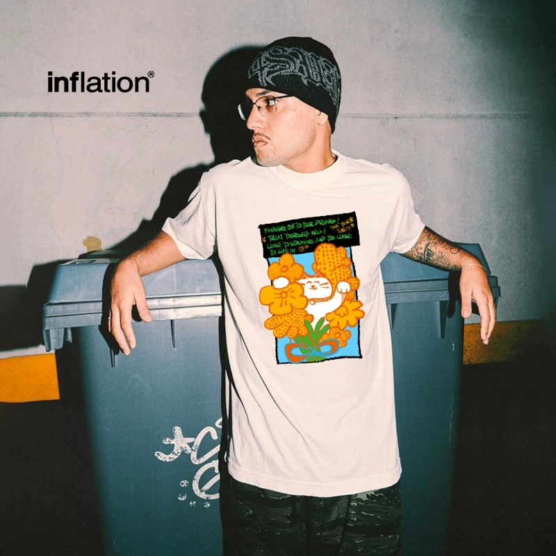 Jiezhan мужская одежда | футболка с мультяшным цветочным принтом 2025 весна и лето новые продукты